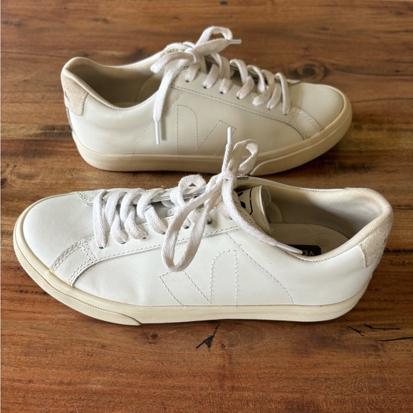 Veja Esplar White Leather Lace Up Shoes Sneakers Women's Size 7 - Picture 9 of 9
